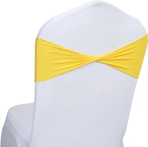 Miniatura 15 de MDS Paquete de 100 bandas de elastano para silla, bandas lisas sin hebilla, reutilizables, elásticas, para decoración de bodas, recepciones, Azul