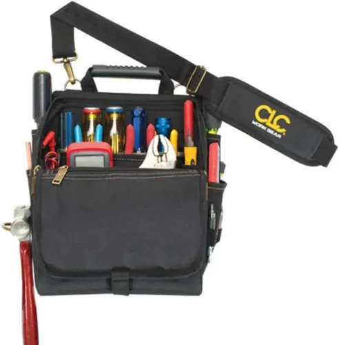 Miniatura 6 de CLC Custom Leathercraft 1509 - Bolsa de herramientas para electricistas profesionales con cremallera, 21 bolsillos, color negro
