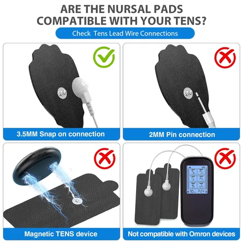 Miniatura 2 de Almohadillas de electrodos para unidad TENS NURSAL, paquete de 20 unidades de 3.5mm con cierre de presión, almohadillas de reemplazo EMS para Negro