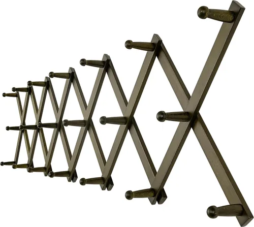 Miniatura 12 de Dseap Acordeón de pared: Perchero de pared expandible de madera de 16" de alto, soporte para sombreros, gancho de acordeón para gorras de béisbol
