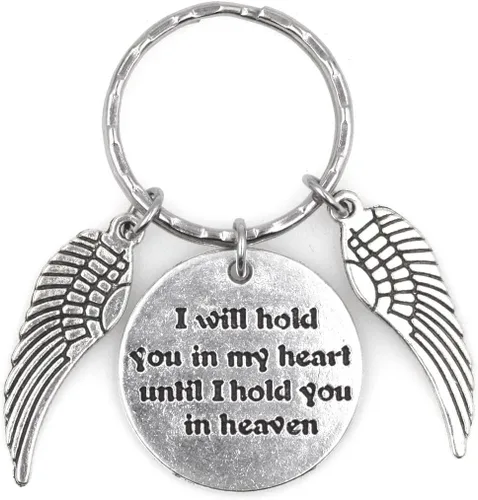 Miniatura 5 de Llavero con texto en inglés "I Will Hold You in My Heart Until I Hold You in Heaven Angel Wing Family Charm Veterans Luurn Grief Sympathy