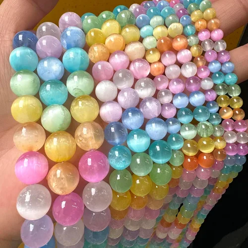 Miniatura 30 de 45 piezas de cuentas de piedra natural de arco iris de Alashan de 8 mm de ágata para hacer joyería, cuentas de piedra de 15" para pulseras