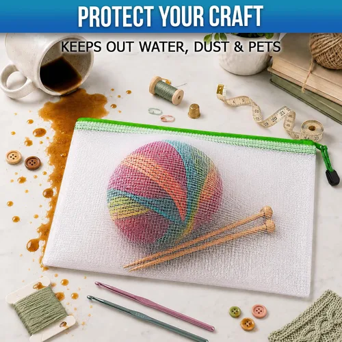 Miniatura 5 de Paquete de 5 bolsas transparentes para proyectos con cremallera B4 (12 x 15 pulgadas), bolsa de almacenamiento para manualidades, punto de cruz