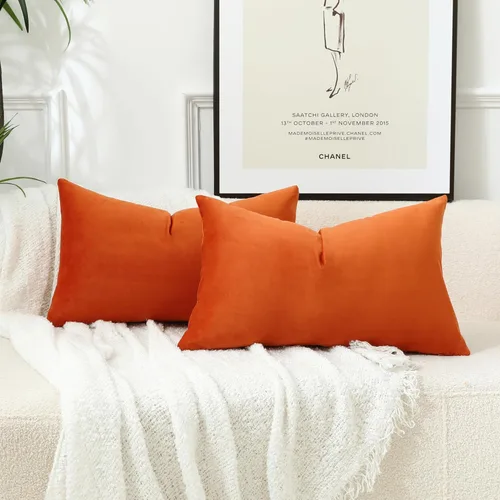 Miniatura 18 de Stellhome - Juego de 2 fundas de almohada de terciopelo Rosa claro