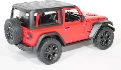 Miniatura 3 de KiNSMART - Jeep Wrangler Rubicon Off Road 4x4 5 pulgadas escala 1:34 modelo fundido a presión réplica de coche de juguete (techo rígido rojo)