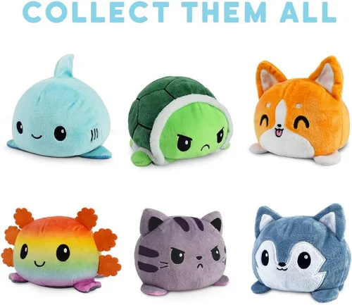 Miniatura 4 de TeeTurtle - El peluche reversible original de gato - Gaticornio arcoíris + Tabby gris - Adorables animales de peluche sensoriales que muestran tu