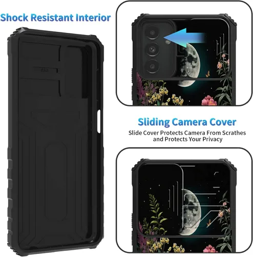 Miniatura 810 de Funda para Samsung Galaxy S22 Ultra 5G, Galaxy S22 Ultra con cubierta de cámara deslizante, funda resistente de doble capa con función atril Black