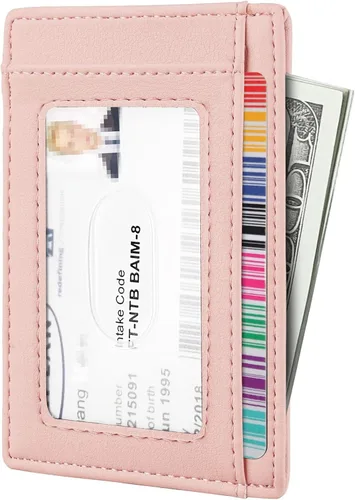Miniatura 2 de Travelambo billetera mediana y minimalista de cuero para bolsillo frontal, con bloqueo de interferencia de radiofrecuencia