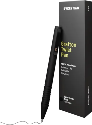 Miniatura 16 de Everyman Black Grafton - Bolígrafo de gel recargable súper mate de clic completo Herramienta de escritura EDC duradera con agarre profundo Flujo