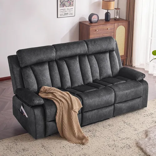 Miniatura 16 de Sofá reclinable de terciopelo, sofá biplaza reclinable doble con calor y masaje, sofá reclinable de pared con USB y tipo C, sofá reclinable