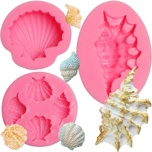Miniatura 11 de Moldes de silicona para fondant de peces de tortuga marina, 4 paquetes de moldes de chocolate con delfín de coral marino para decoración de Pescado