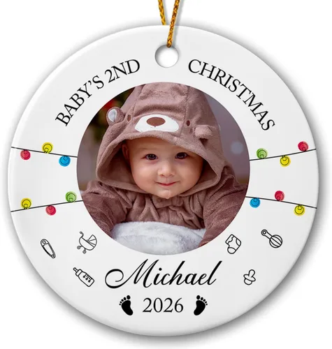Foto personalizada para el primer adorno de Navidad del bebé 2026, regalo de recuerdo del bebé, adornos de foto de primera Navidad para bebé,