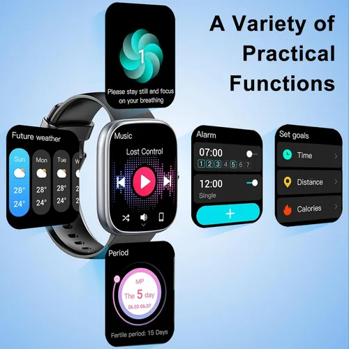 Miniatura 6 de Reloj inteligente para hombres y mujeres, reloj inteligente de 1.91 pulgadas con respuesta/hacer llamadas, rastreador de fitness con más de 100