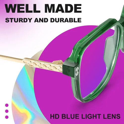 Miniatura 8 de VISOONE - Paquete de 2 anteojos de bloqueo de luz azul de gran tamaño con elegante marco cuadrado TR90 y patillas metálicas para mujeres y hombres