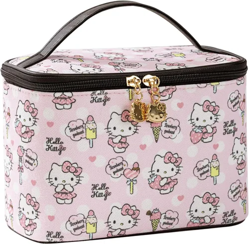 Miniatura 13 de AmBealla Bolsa de maquillaje grande impermeable con soporte para brochas de maquillaje, lindo organizador de maquillaje impreso para mujeres que