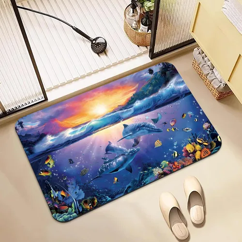 Miniatura 8 de Tapetes de baño antideslizantes de secado rápido, tapete de baño de goma, súper absorbente, tapete de baño lavable, tapete de baño para suelo
