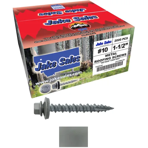 Miniatura 22 de 10 tornillos para techos de metal gris ABC de 1-1/2 pulgadas, cabezal de arandela hexagonal, arranque automático/roscado, arandela EPDM. 1 bolsa