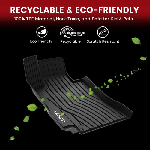 Miniatura 8 de LASFIT Tapetes de elastómero termoplástico para 1a y 2a fila de asientos de auto, para todo tipo de clima