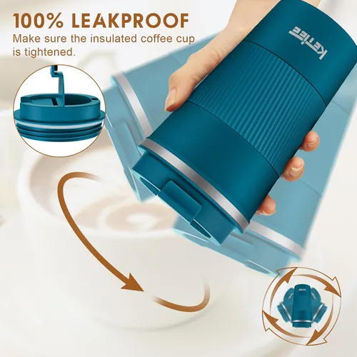 Miniatura 4 de KETIEE Taza de Café de Viaje 12oz: Taza de Café Aislada con Tapa a Prueba de Fugas, Vaso de Café, Tazas de Café Reutilizables con Tapa Sellada, Taza