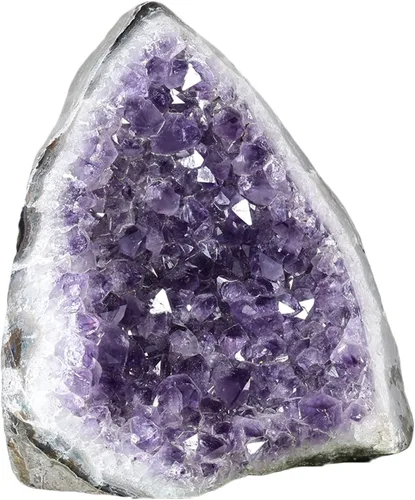 Rockcloud Figura de cristal de cuarzo de amatista púrpura natural, geoda drusa para decoración del hogar, adorno de escritorio autoportante,