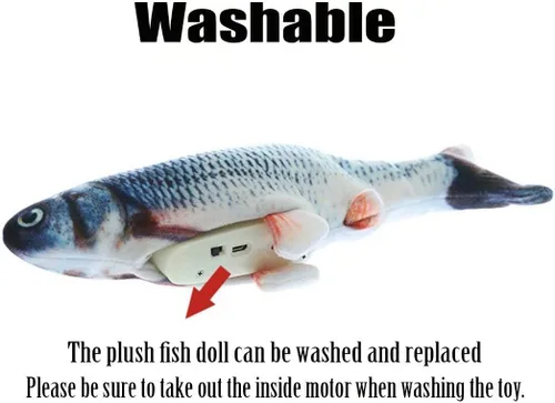 Miniatura 5 de QIAONIUNIU Juguetes de peluche interactivos de peces móviles eléctricos