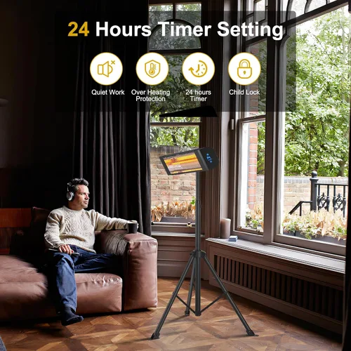 Miniatura 5 de Pasapair Calentador eléctrico para patio, calentador infrarrojo inteligente para interiores, temporizador de 24 horas con control de aplicación