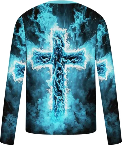 Miniatura 5 de Camisetas de manga larga para hombre, camisetas gráficas divertidas, camisetas de cuello redondo grandes y altas, camisetas deportivas casuales