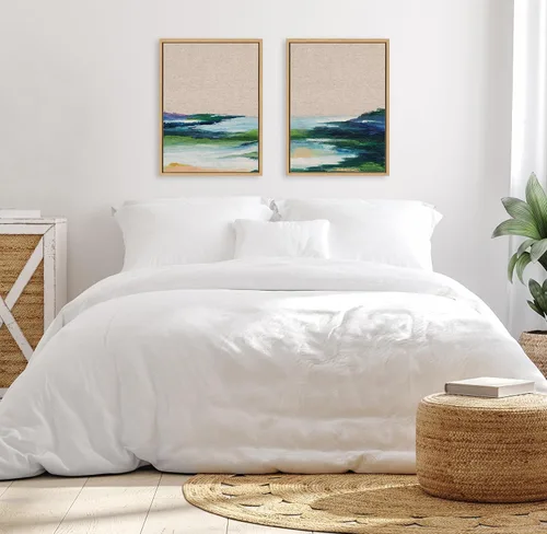 Miniatura 3 de Kate and Laurel Sylvie Lake Huron I and II - Juego de arte de pared en lienzo enmarcado de lino neutro por Nikita Jariwala; 2 piezas de 18 x 24