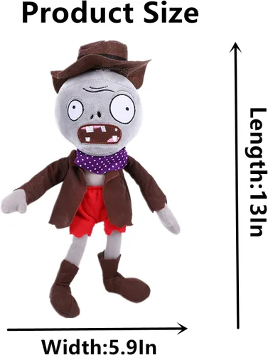 Miniatura 4 de PVZ - Juego de 3 piezas de peluche: morado, gris periódico, pantalones rojos, pantalones vaqueros, zombis, juguetes de felpa suave, gran regalo