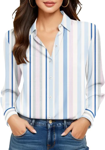 Miniatura 44 de Camisas sin planchado y sin arrugas para mujer, con botones, de manga larga, de seda de morera, blusas casuales para el trabajo