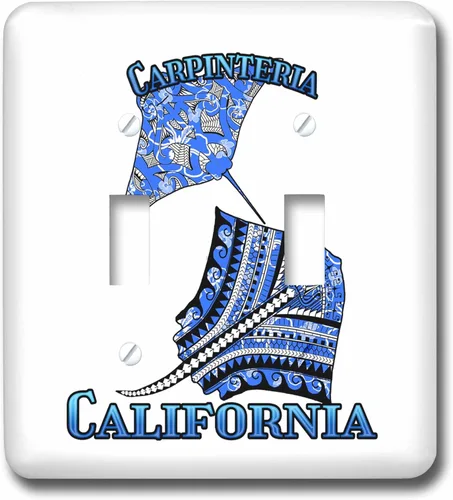 Miniatura 3 de 3dRose Blue tribal stingray for any vacation to Carpinteria, California 2 plug outlet cover