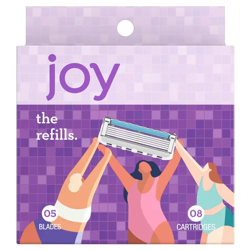 Miniatura 7 de joy Recambios de cuchillas de afeitar para mujer, 8 unidades, morado, Lubrastrip para ayudar a evitar la irritación de la piel