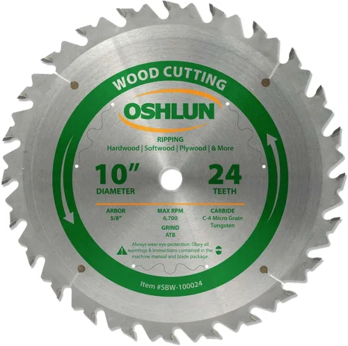 Miniatura 9 de Oshlun SBW-100060N Hoja de sierra ATB con acabado de gancho negativo de 10 pulgadas y 60 dientes con eje de 5/8 pulgadas para sierras de brazo