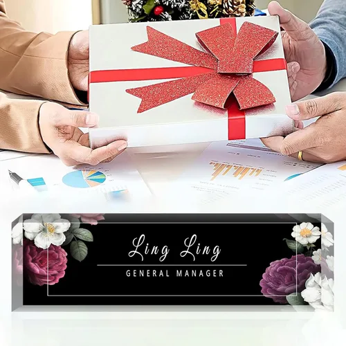 Miniatura 6 de Placa de nombre de escritorio personalizada, placa de identificación acrílica, placas de nombre personalizadas para regalos de oficina, escritorio