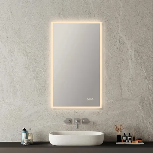 Miniatura 16 de Blossom Espejo de baño LED redondo de 24 pulgadas, espejo de tocador retroiluminado regulable con luz profesional CRI 90+, 0.197 in, antivaho