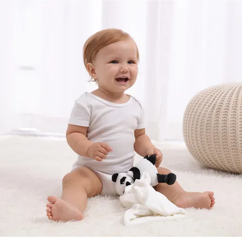 Miniatura 5 de Apricot Lamb Manta de seguridad de animales de peluche, panda, manta de personaje para guardería, felpa de lujo para acurrucarse