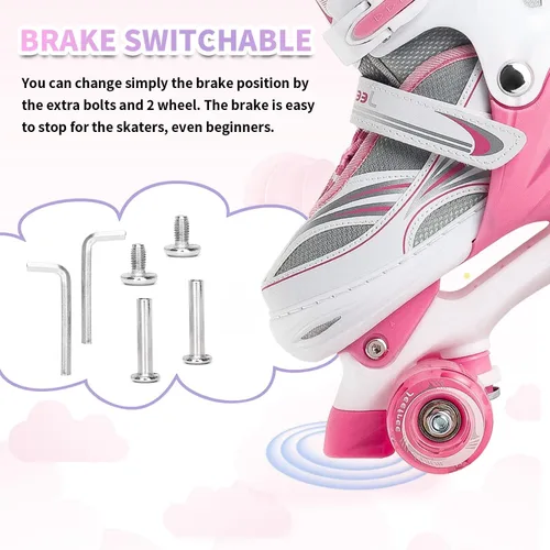 Miniatura 4 de Rainbow Unicorn 4 Size Adjustable Light up Roller Skates for Girls Boys for Kids，All 8 Wheels of Girl's Skates Shine,Safe and Fun for Kids