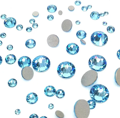 Miniatura 2 de AQUAMARINE (202) azul lago 144 piezas Swarovski 2058/2088 Cristal Flatbacks lago azul diamantes de imitación arte de uñas mezclado con tamaños ss5