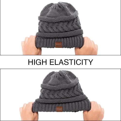 Miniatura 6 de Rosoz Gorro de cola de caballo para mujer, gorro cálido de invierno, suave, elástico, de punto trenzado, para moño alto