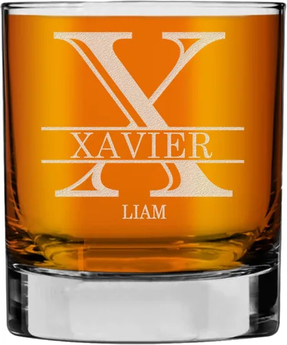 Miniatura 38 de Monograma grabado de cristal de whisky Rocks de 11 onzas (letra S), regalos de bourbon personalizados de la A-Z para hombres, día del padre, vidrio