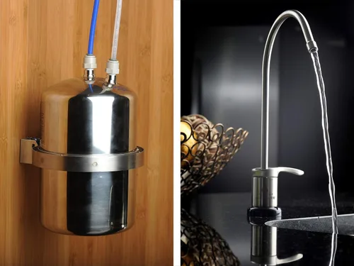 Multipure Aquaversa - Unidad de purificación de agua debajo del fregadero, reducción de cloro, certificado NSF, acero inoxidable