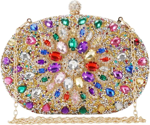COAIMANEY Bolso de mano con purpurina brillante para mujer, bolso de hombro para boda, fiesta, baile de graduación