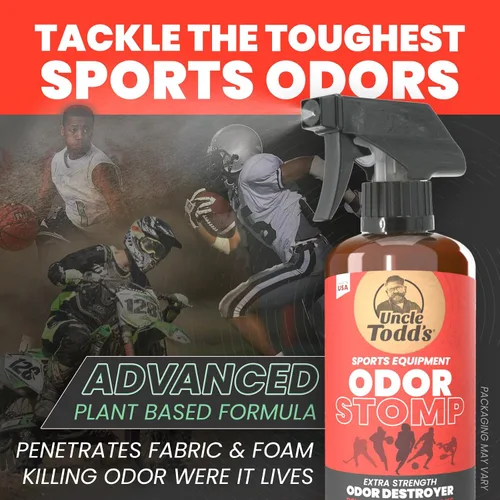 Miniatura 2 de Uncle Todd's Odor Stomp - Spray eliminador de olores para equipo deportivo, desodorante enzimático extra fuerte para fútbol, hockey, bolsas