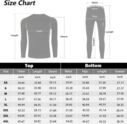Miniatura 6 de Thermal Underwear for Men Long Johns Set with Fleece Lined Winter Hunting Gear Warm Base Layer Sport Top Bottom