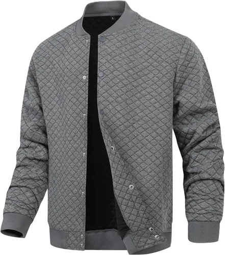 Miniatura 8 de Wizoat Chaqueta universitaria para hombre, chaqueta ligera casual con diseño de gofre, chaquetas bomber
