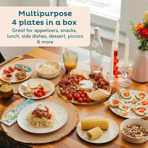 Miniatura 8 de Nook Theory Paquete de 4 platos de bambú reutilizables, no tóxicos, aptos para lavavajillas, no aptos para microondas (Arizona 8 pulgadas)