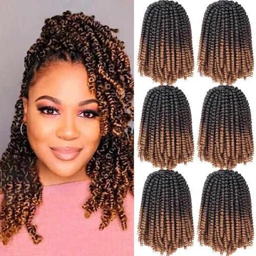 Miniatura 46 de Paquete de 2 cabello para trenzas en espiral de 8 pulgadas, cabello Spring Twist para rastas falsas, rastas de mariposa, cabello para trenzas, fibra