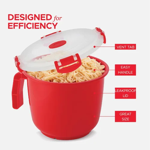 Miniatura 6 de Tafura Tazón para microondas con tapa, cuencos de sopa aptos para microondas de 34 onzas con tapa, cuenco de fideos ramen con asa, cuencos