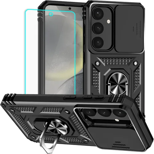 Miniatura 29 de HNHYGETE Funda para Samsung A13 5G, Galaxy A13 5G con protector de pantalla, soporte giratorio de grado militar de 360° (resistente), fundas Negro
