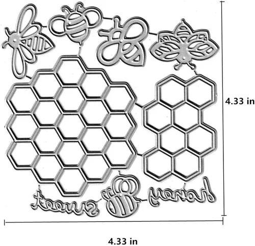 Miniatura 2 de 2 troqueles de corte de panal, 5 piezas de troqueles de animales de abeja de miel, plantillas de metal en relieve para tarjetas de álbumes